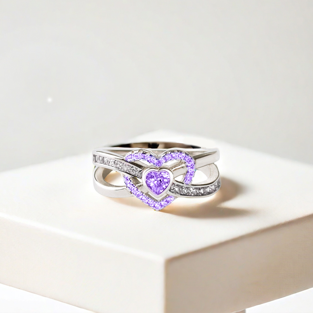Alzheimer Dementia Awareness Heart Diamond Ring