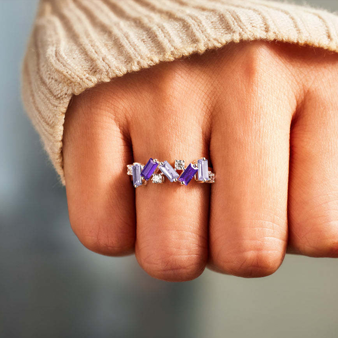 Alzheimer Dementia Awareness Gift Purple broken Ring