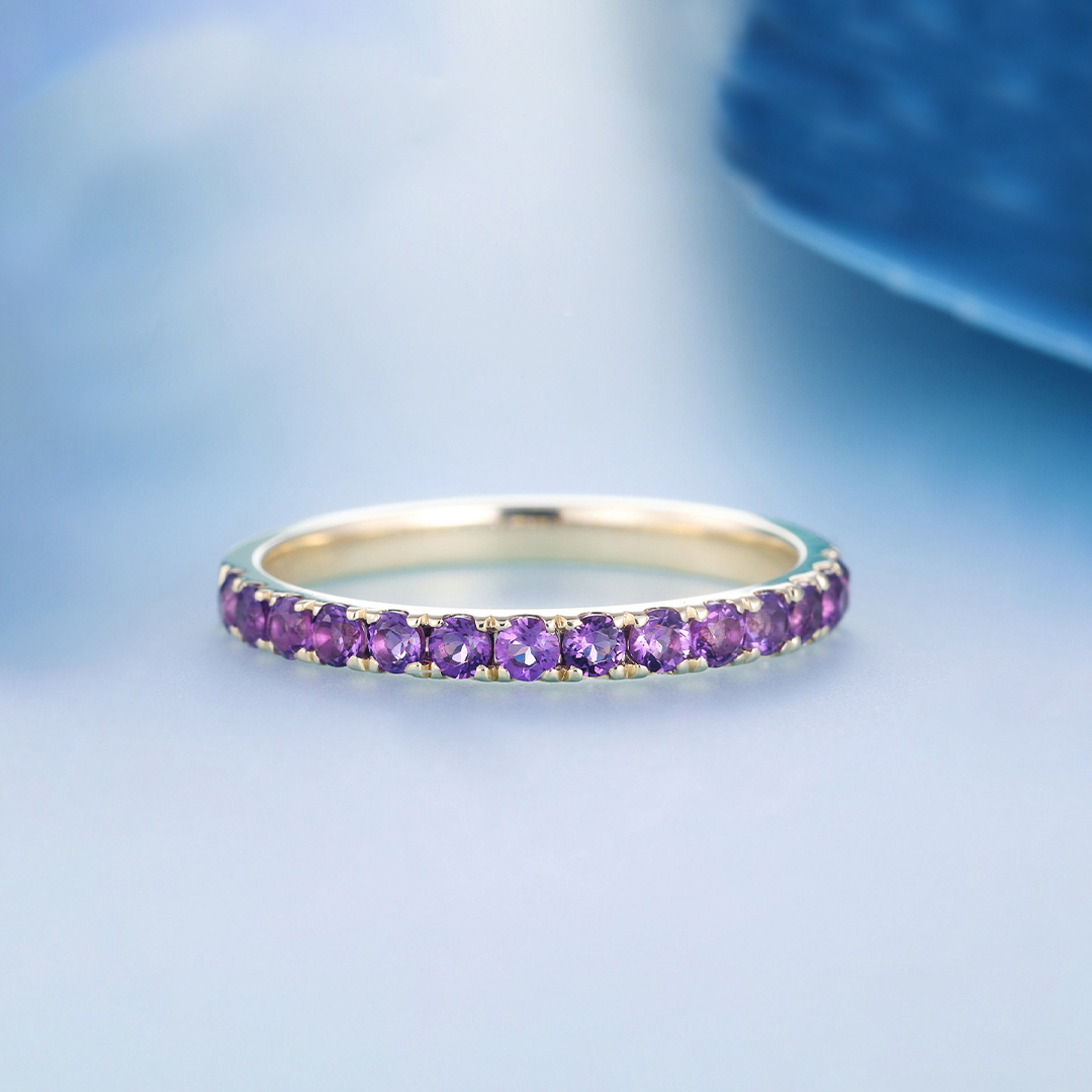 Alzheimer Dementia Awareness Gift Purple Half Eternity Ring
