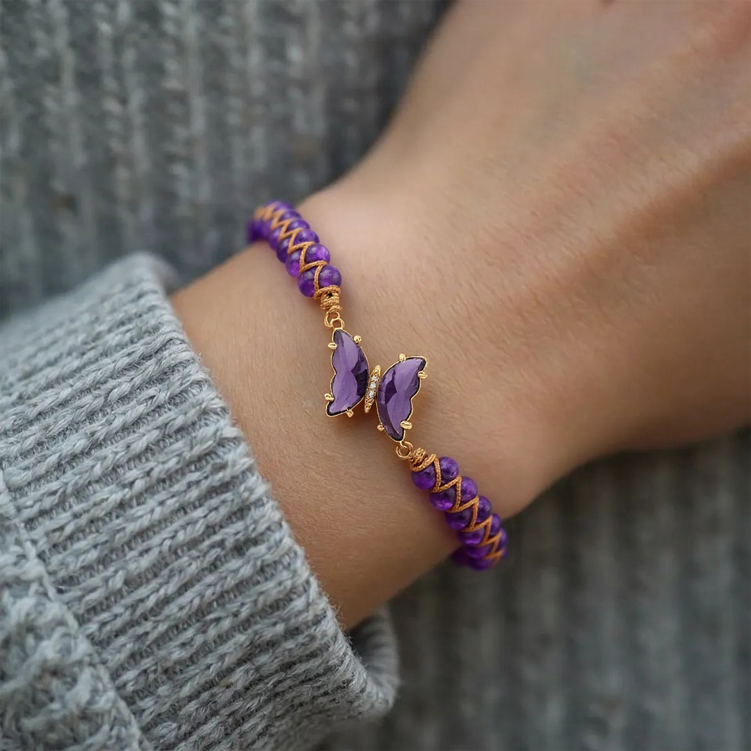 Alzheimer Dementia Awareness Butterfly Crystal Bracelet