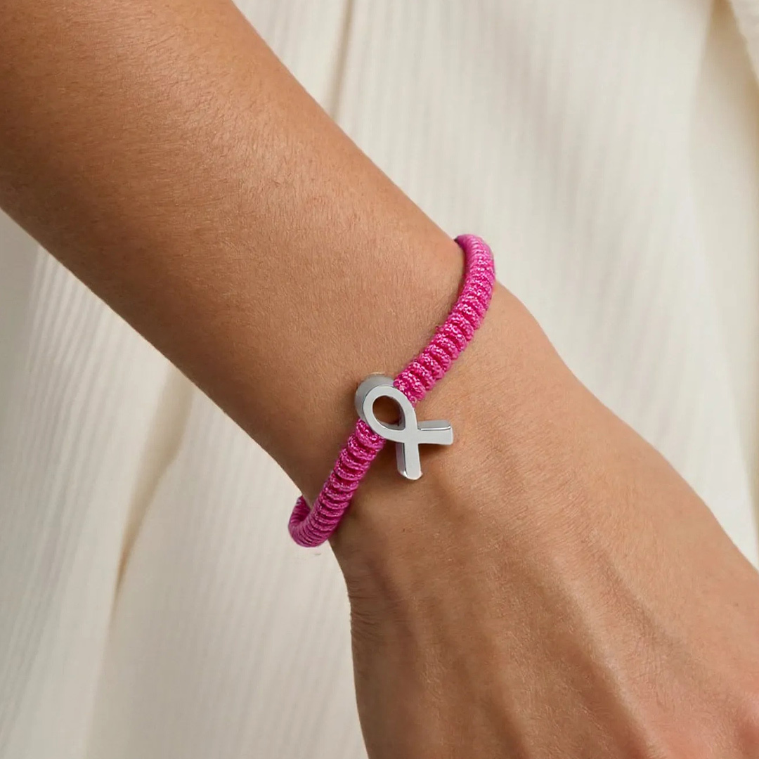 Breast Cancer Awareness Pink Ribbon Bangle Bracelets