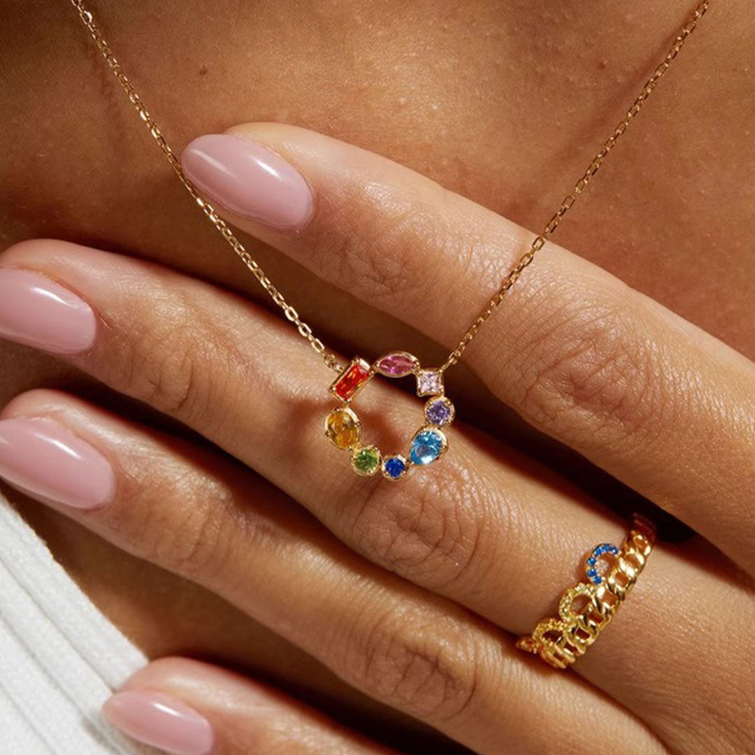 Love is Love- Irregular rainbow circle necklace