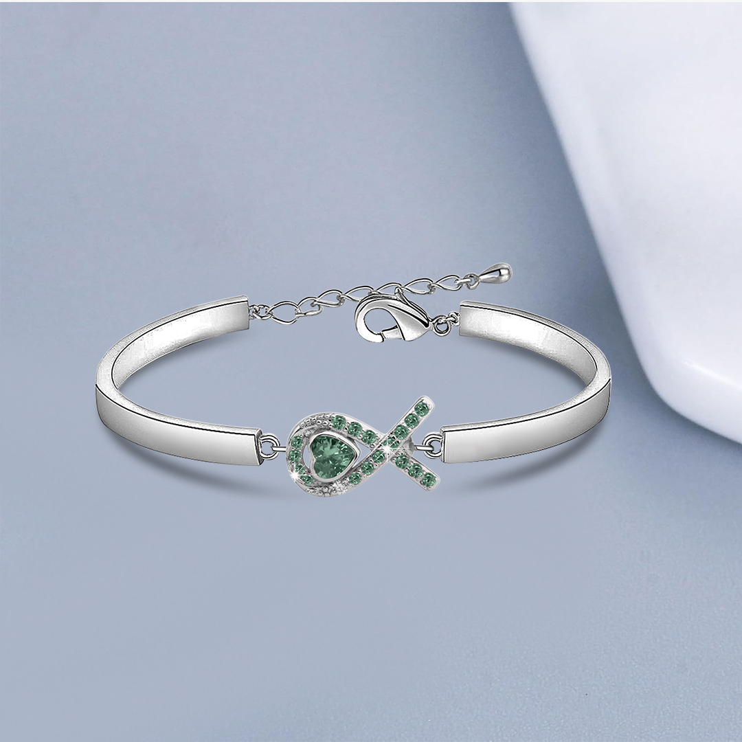 Kidney Disease Awareness-Green Heart Ribbon Bracelet