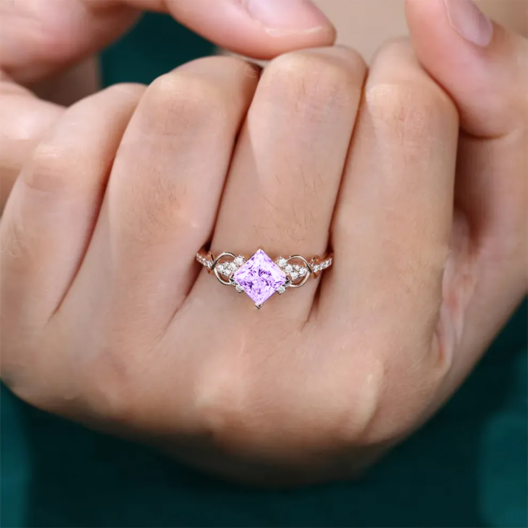 Alzheimer dementia awareness Purple Cut Moissanite Ring