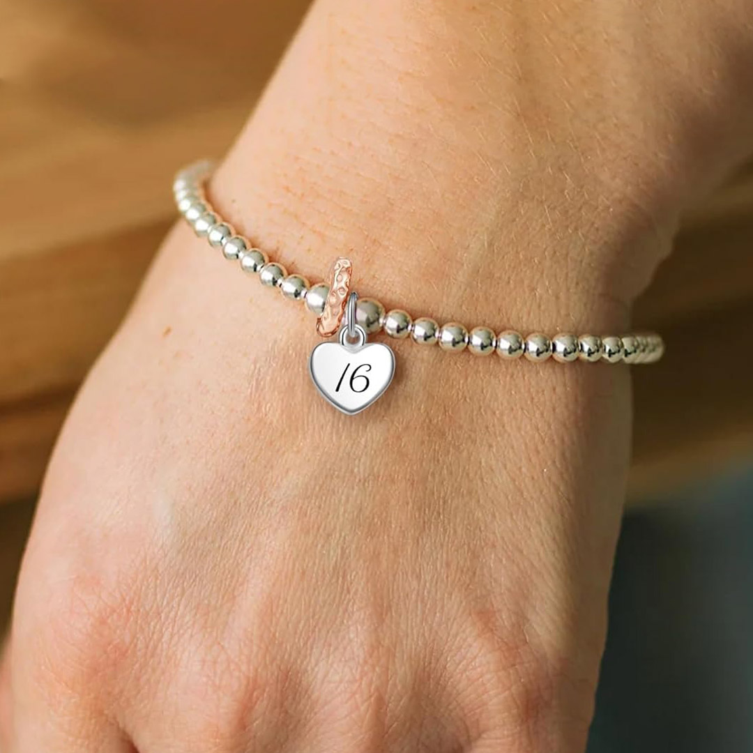 Happy Sweet 16 heart Bead Bracelet