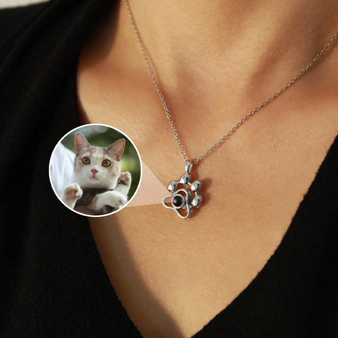 Personalized Paw Photo Projection Necklace