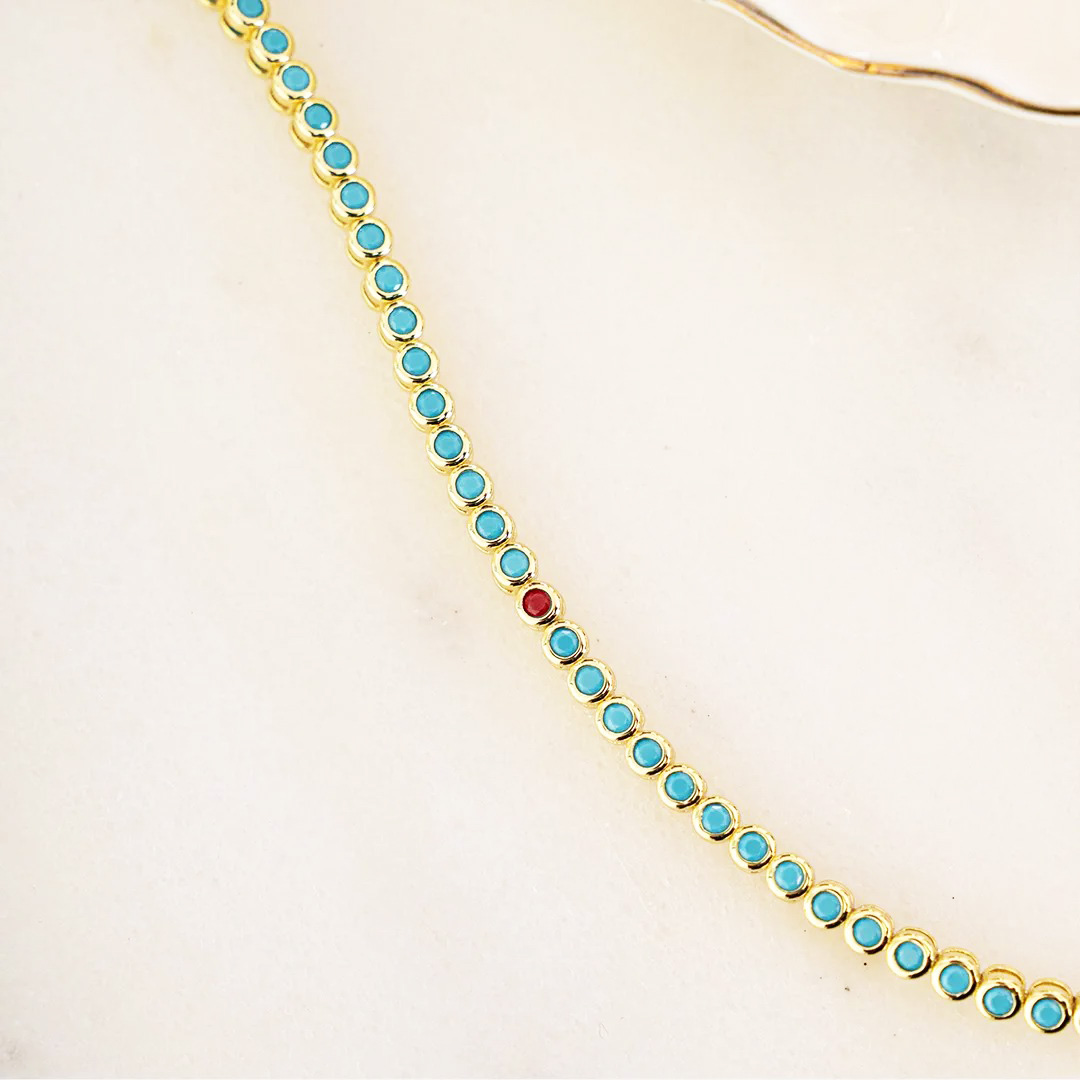 DIABETES AWARENESS Turquoise Tennis Bracelet