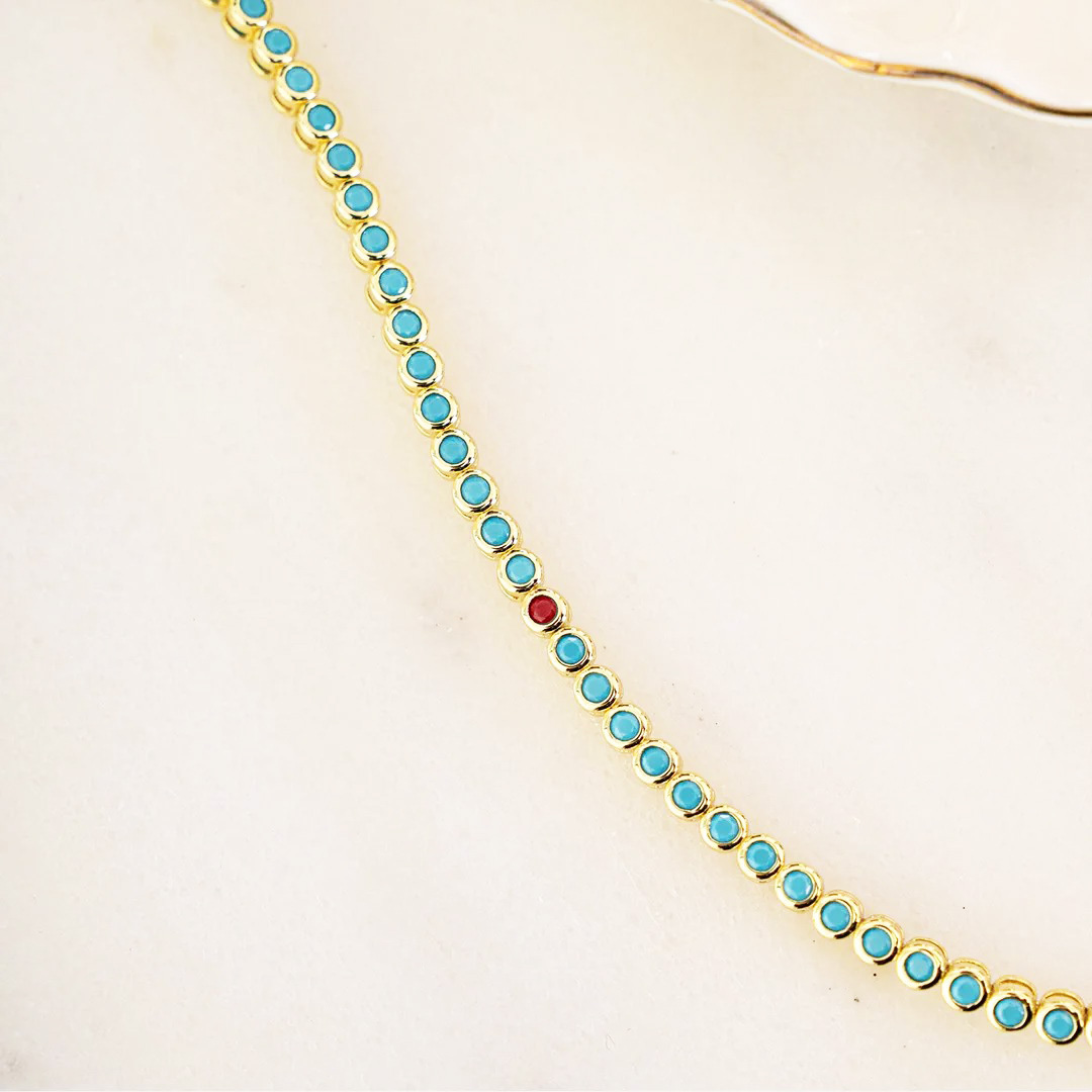 DIABETES AWARENESS Turquoise Tennis Bracelet