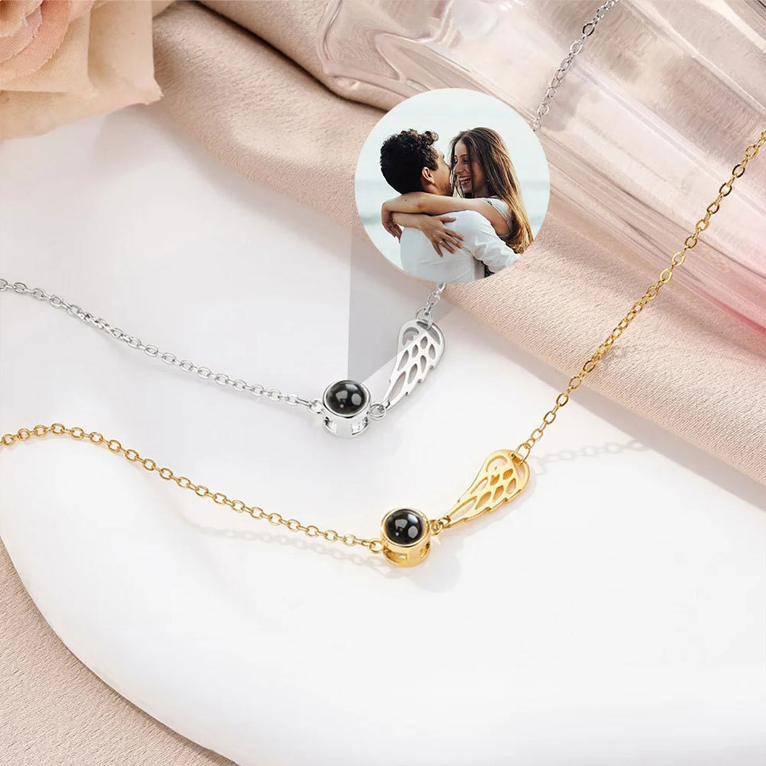 For Memorial - Wings projection photo custom necklace