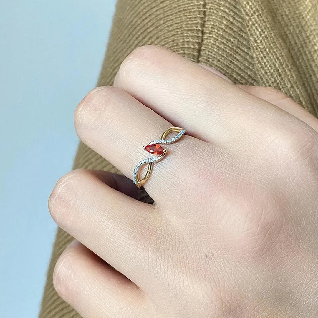 DIABETES AWARENESS-Infinity Red and Blue Diamond Ring