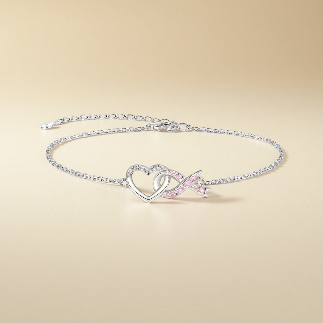 Breast Cancer Awareness Love Pink Ribbon Bracelet