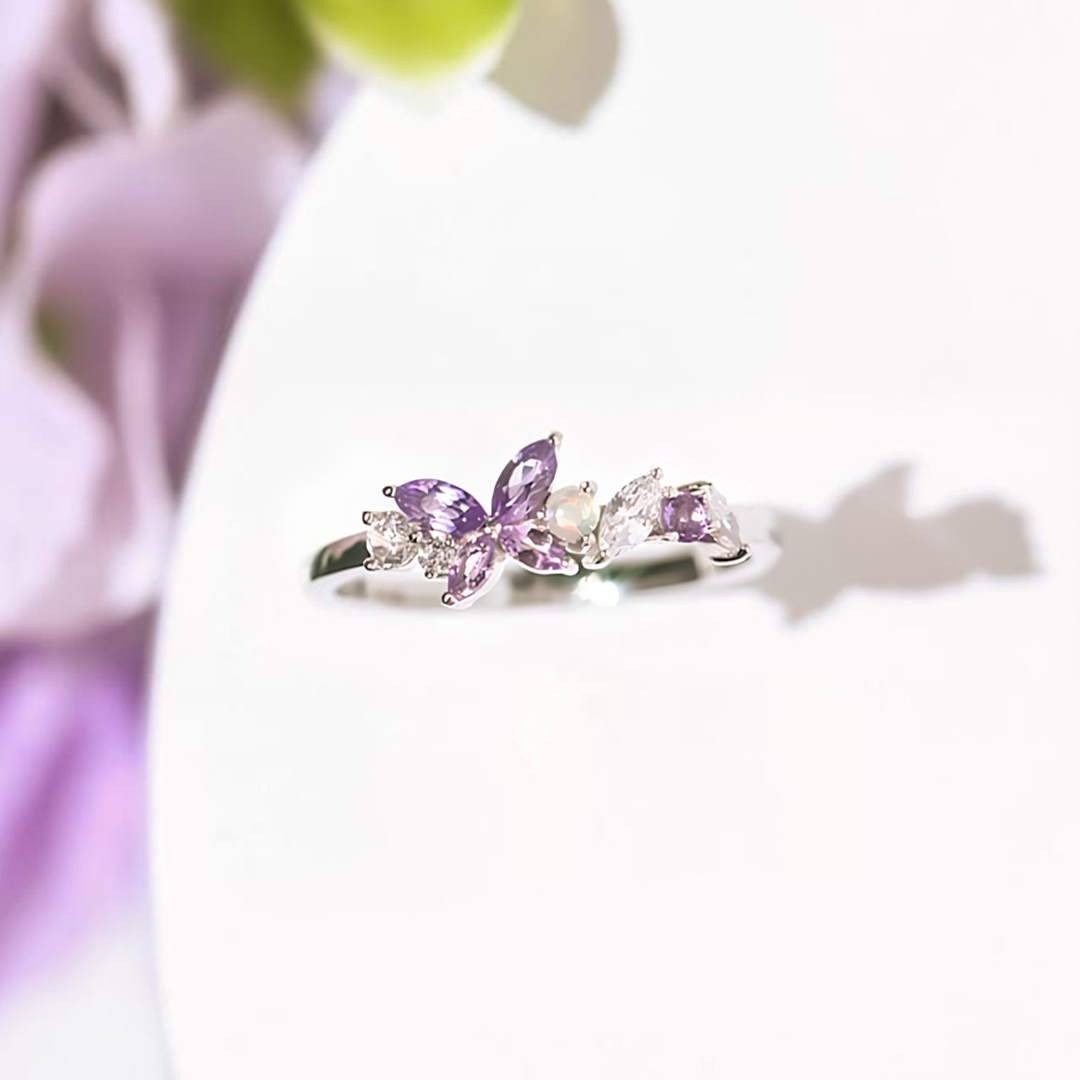 Alzheimer dementia awareness-Purple Butterfly Ring