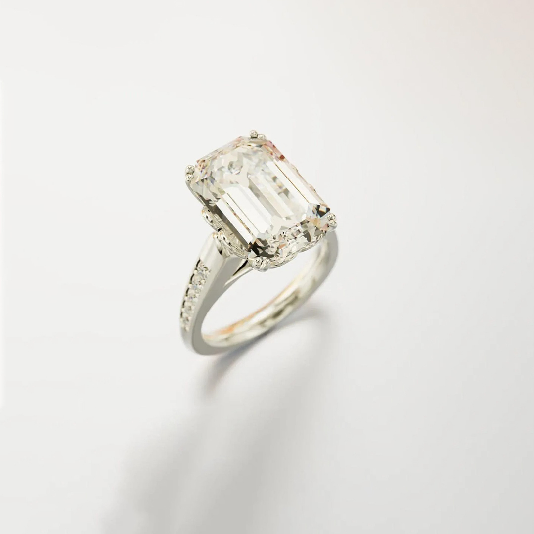 A self-Reminder You are still enough-Emerald-Cut Sculpted Ring 