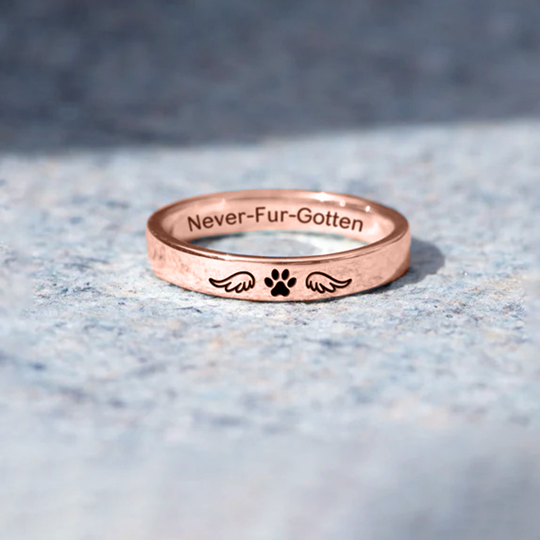 To My Furbaby in Heaven -Paw Print Wings Circle Ring