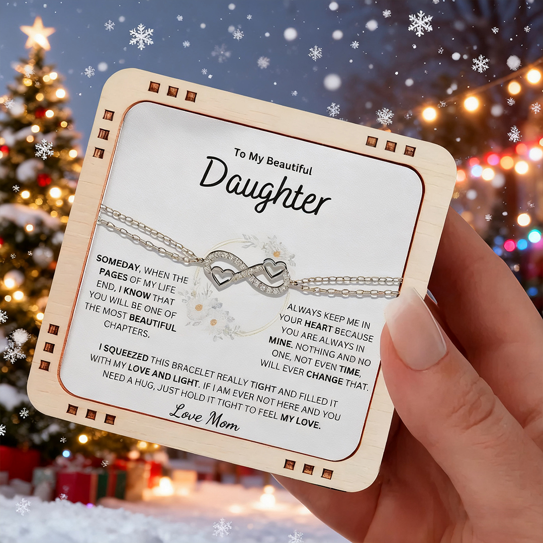 To My Beautiful Daughter-Infinity Double Heart Bracelet