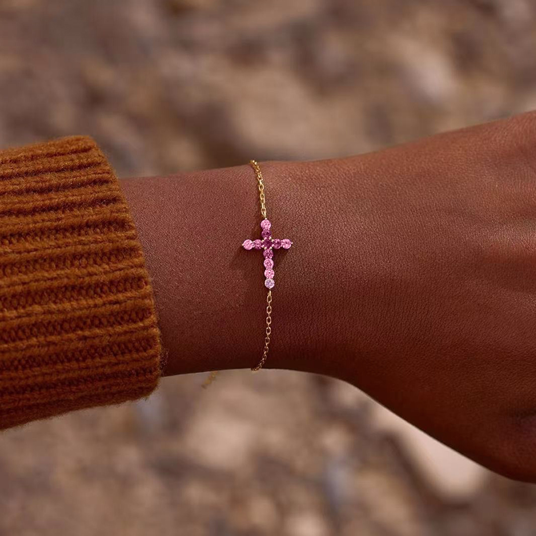 Breast Cancer Awareness-Pink Cross Bracelet
