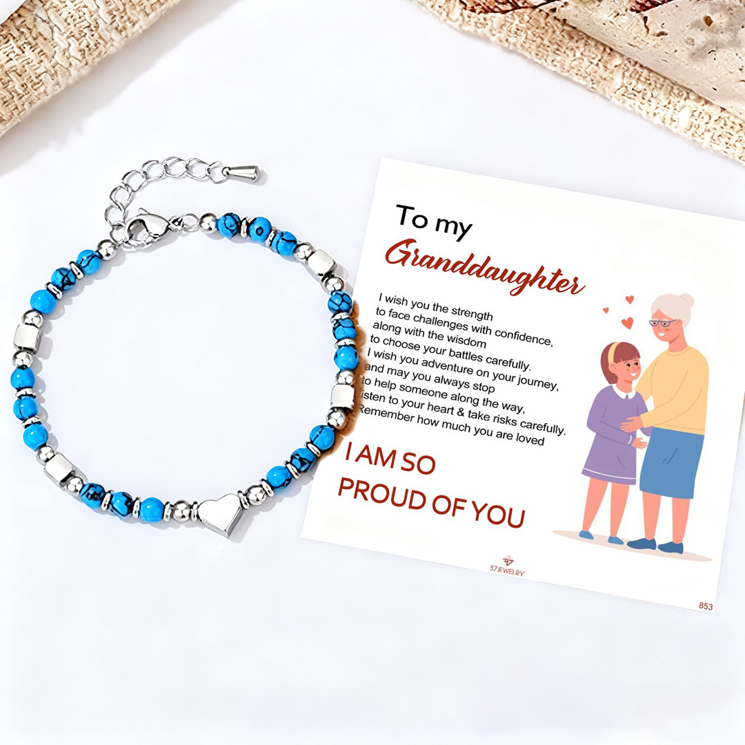 To My Granddaughter-Turquoise Heart Bracelet