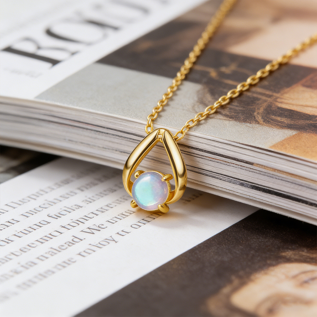 S925 New Beginnings Triangle Moonstone Necklace