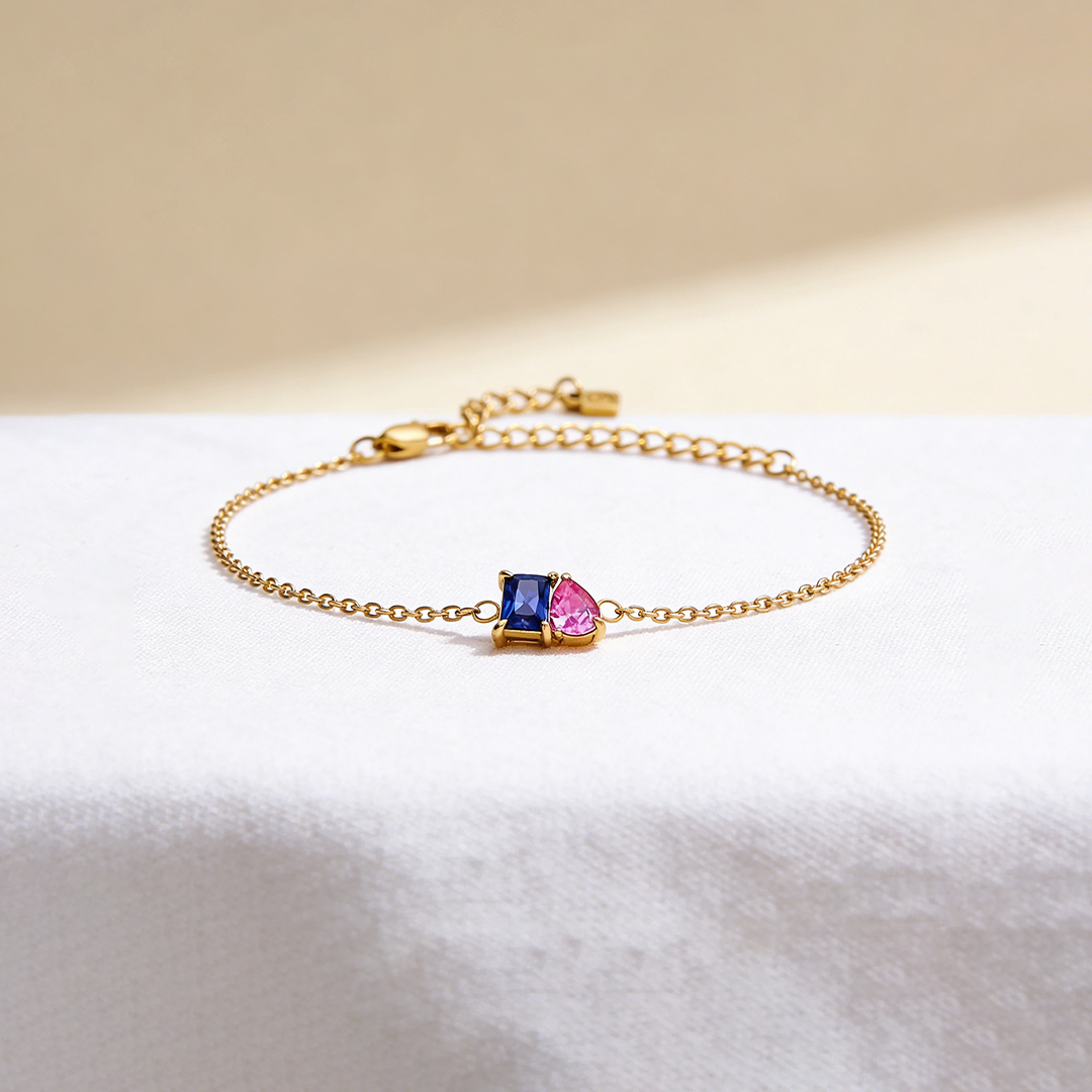 For Love -Irregular Two Birthstones Bracelet