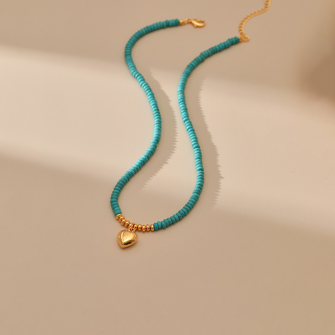 To My Granddaughter-Always keep me in your heart Turquoise Heart Necklace