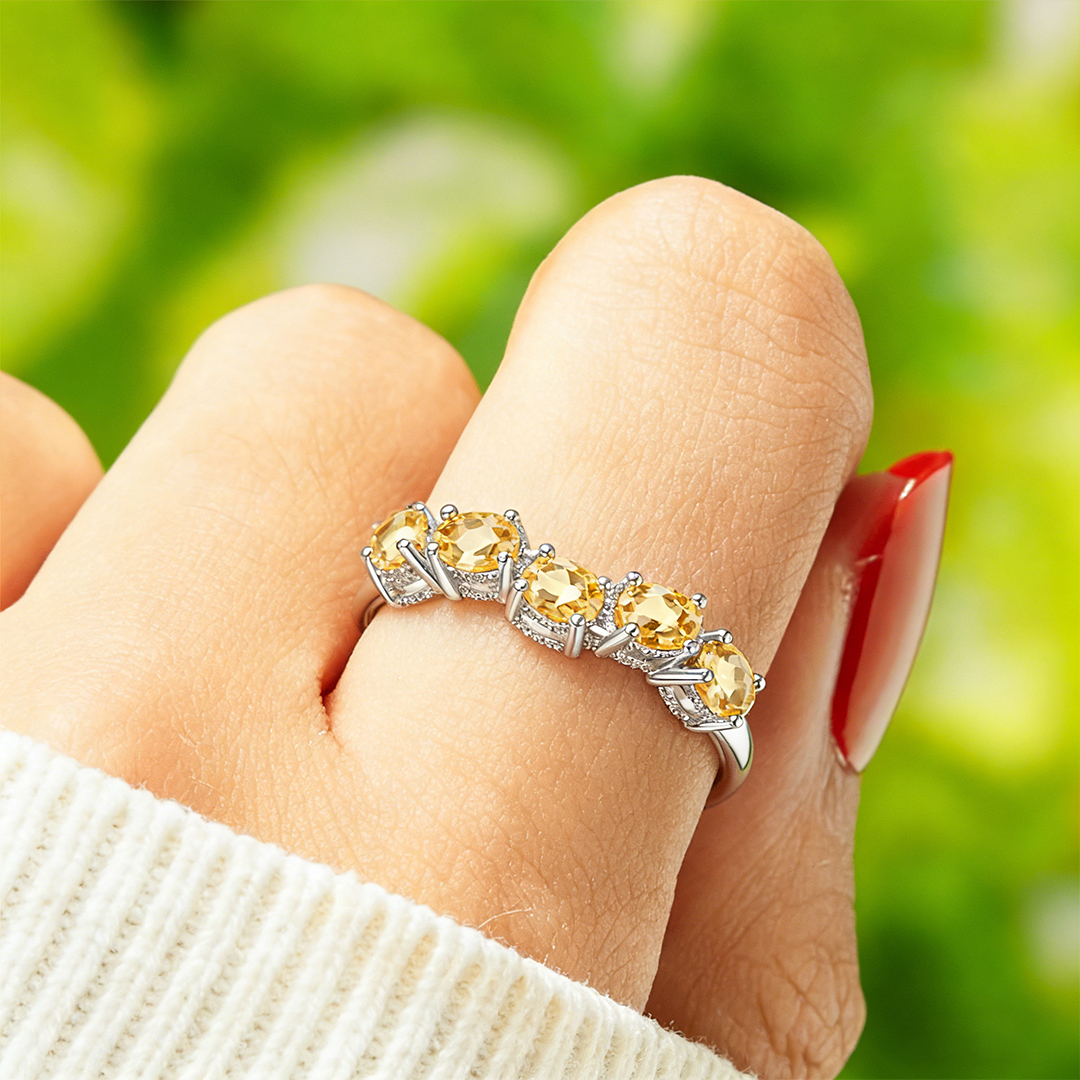 Endometriosis Awareness Yellow Diamond Adjustable Ring