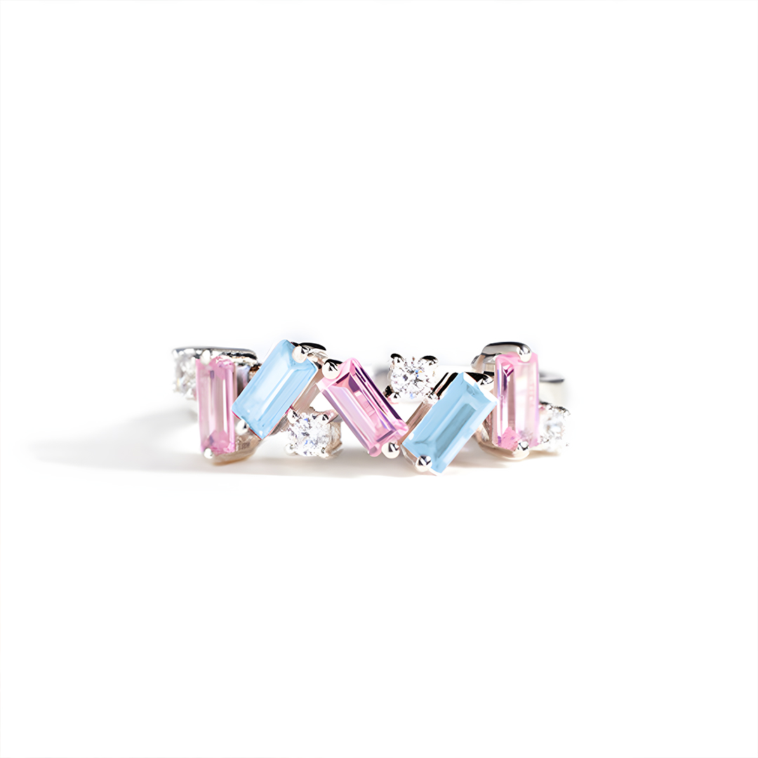 For Memorial - Mama Of An Angel Pink&Blue Broken Ring