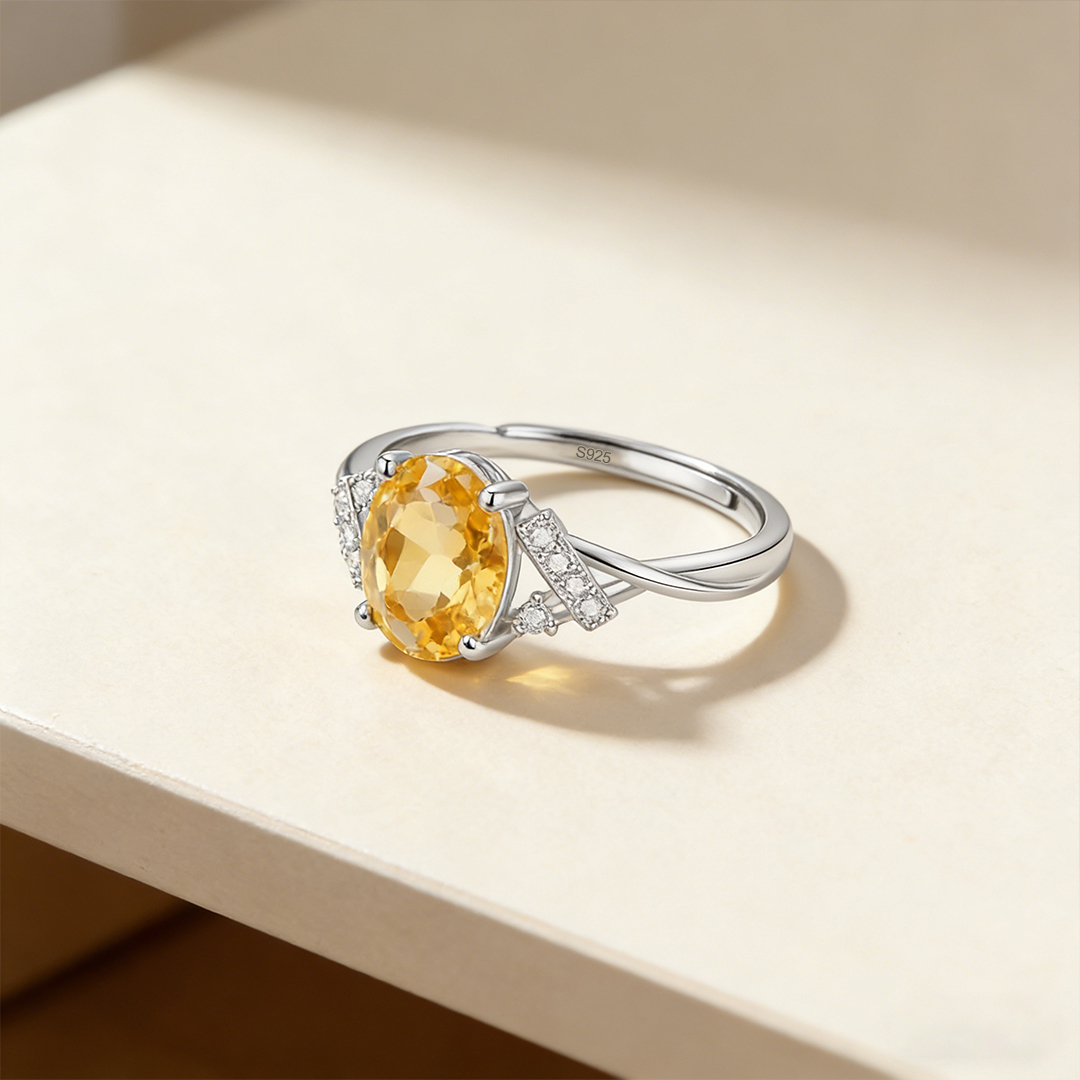Endometriosis Awareness-Parallel Citrine Adjustable Ring