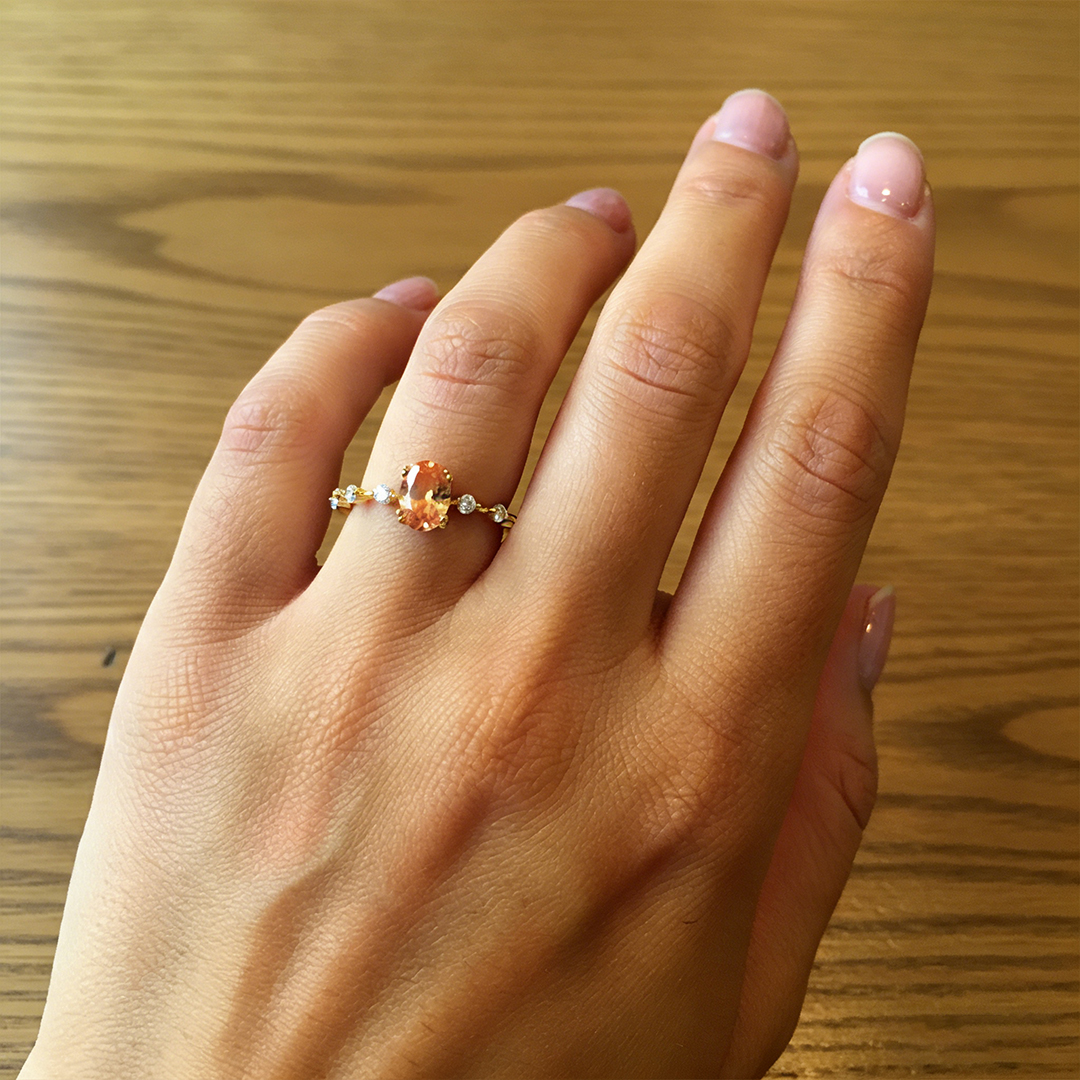 Multiple Sclerosis Awareness-Orange Three Stone Diamond Ring