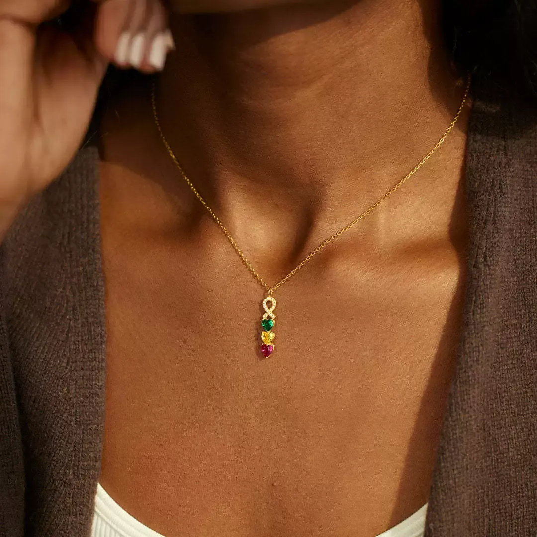 For Mom-Ribbon Heart Birthstone Personalized Necklace