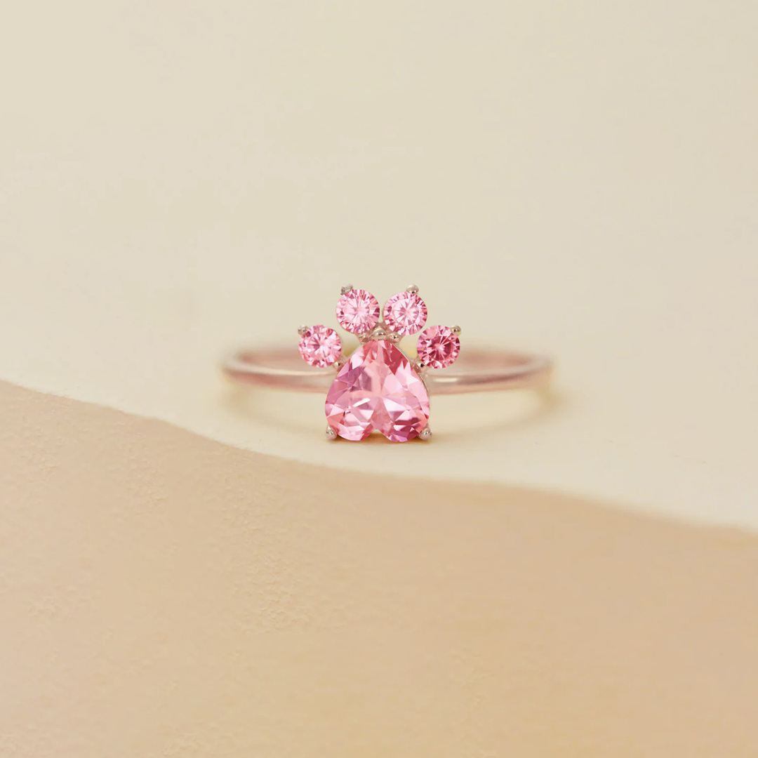 Full Diamond Paw Print Slim Ring