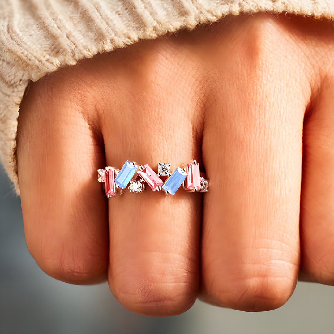 Fuck Diabetes Nobody Fights Alone Red And Blue Diamond Ring