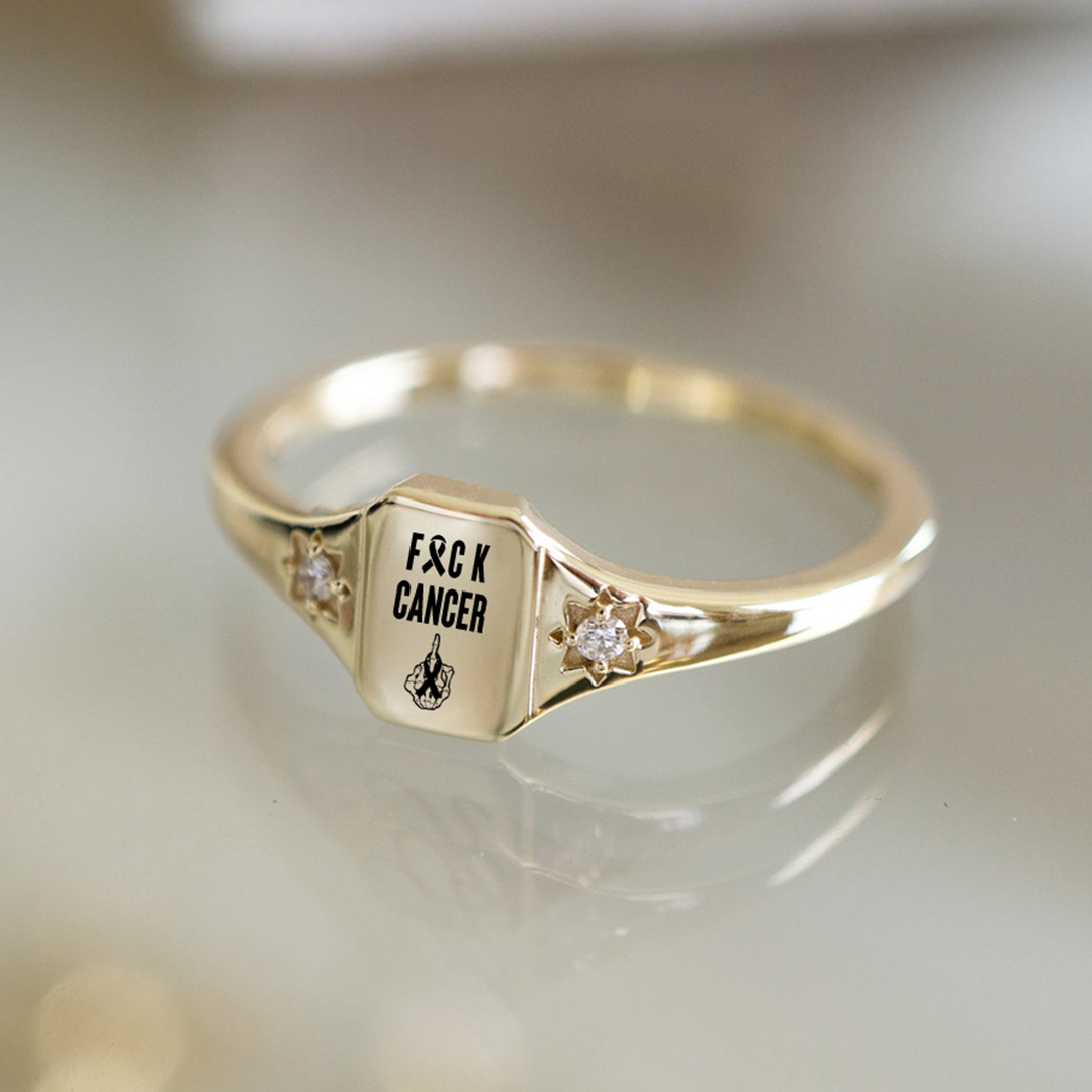 S925 FUCK Cancer Warrior Ring