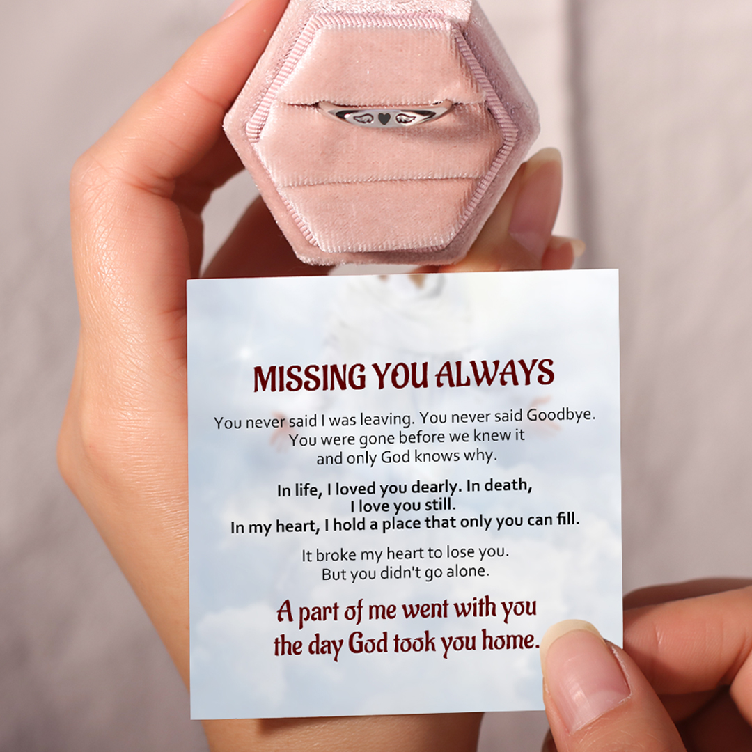 For Memorial - Tiny Heart With Wings Ring