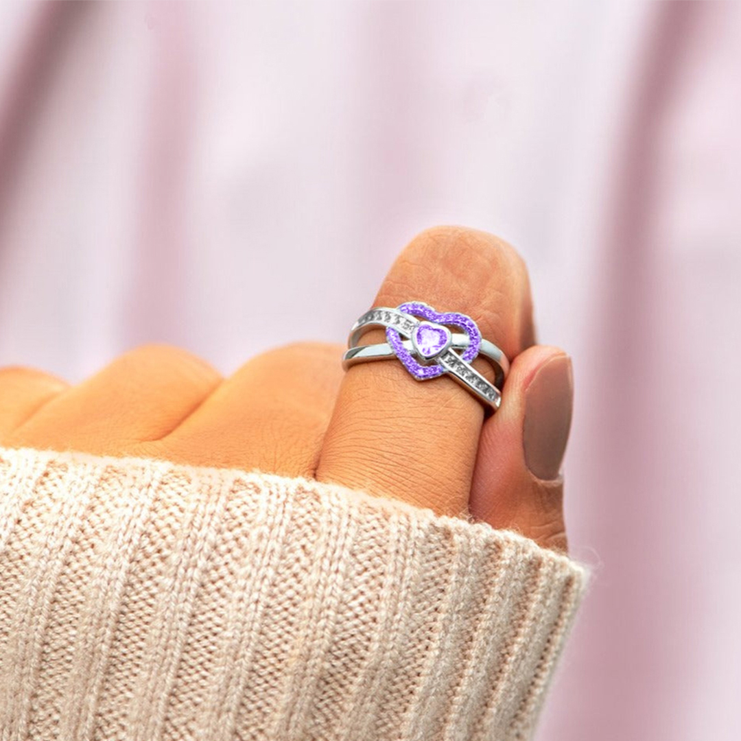 Alzheimer Dementia Awareness Heart Diamond Ring