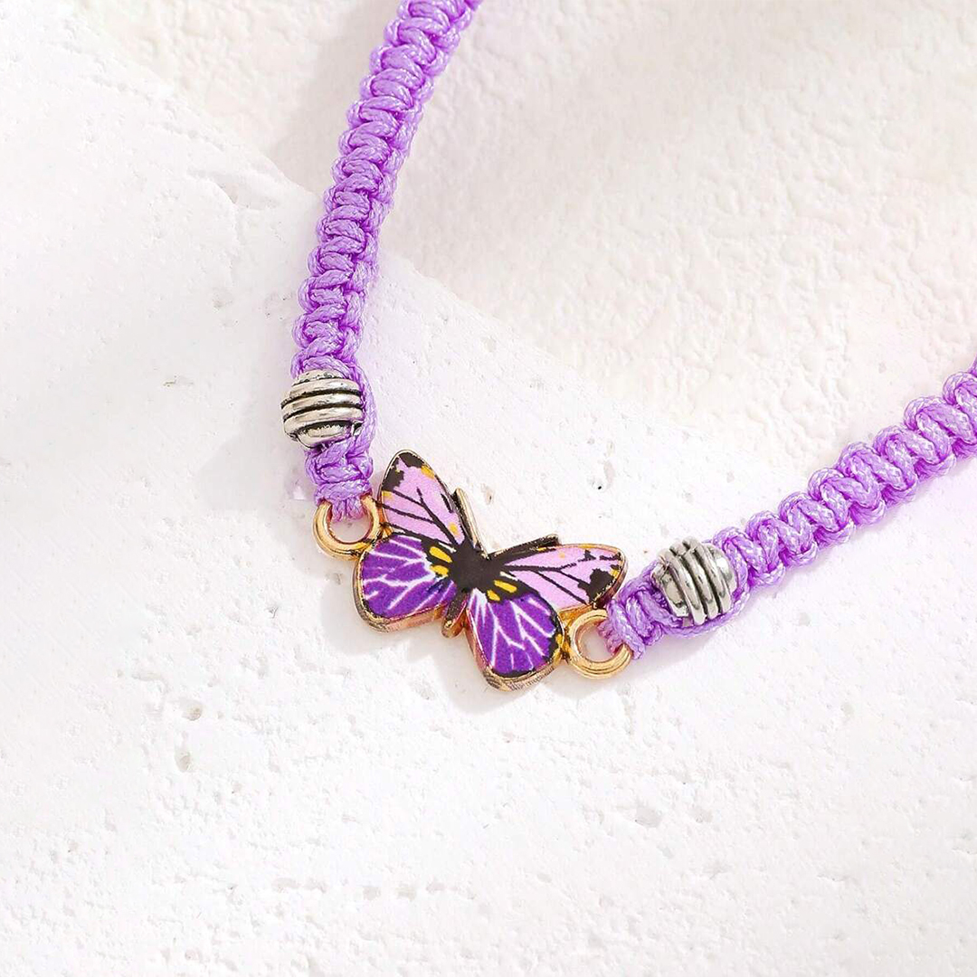 Alzheimer Dementia Awareness Purple Butterfly Bracelet