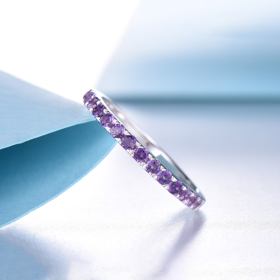 Alzheimer Dementia Awareness Gift Purple Half Eternity Ring