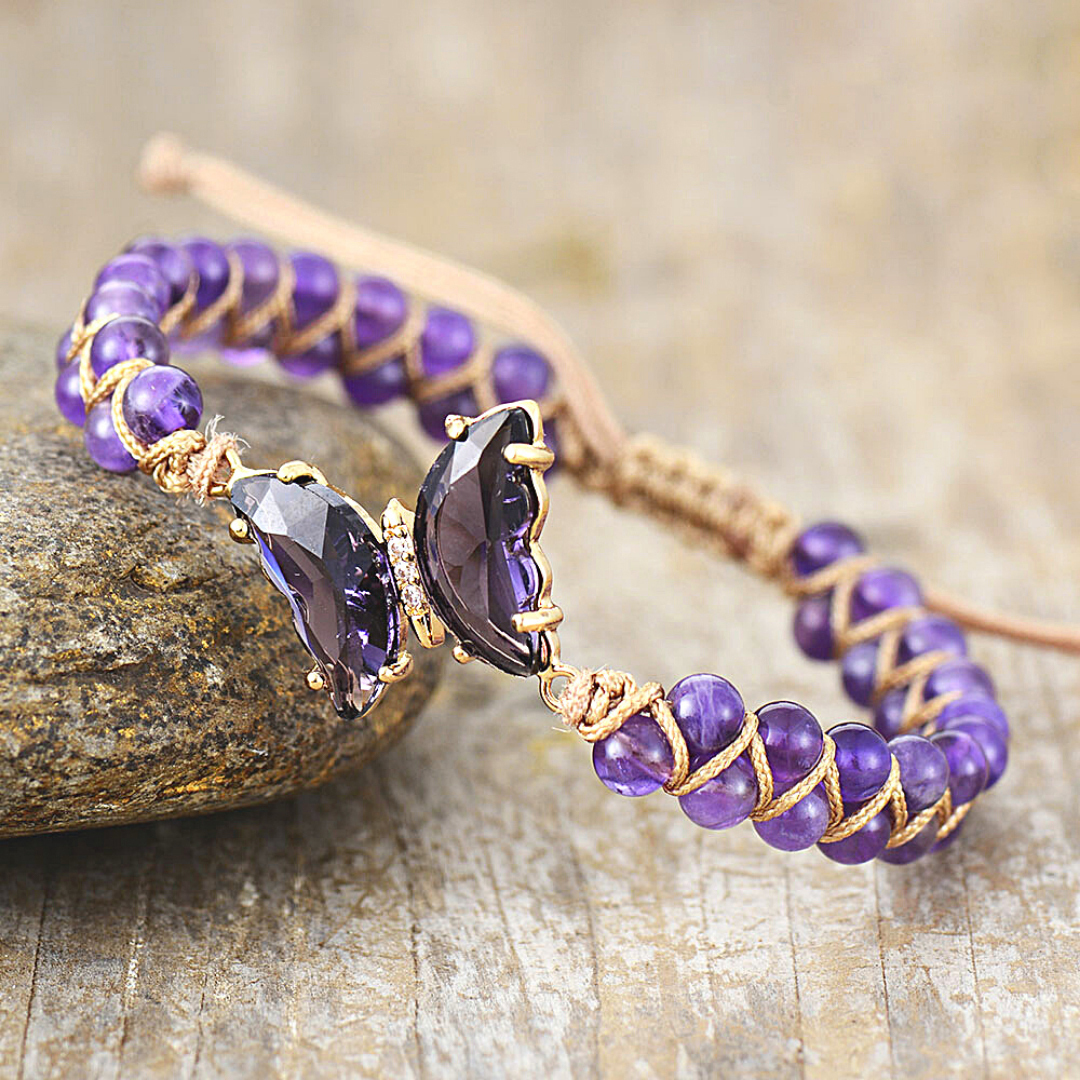 Alzheimer Dementia Awareness Butterfly Crystal Bracelet