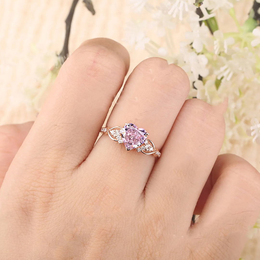 Breast Cancer Awareness Pink Diamond Ring