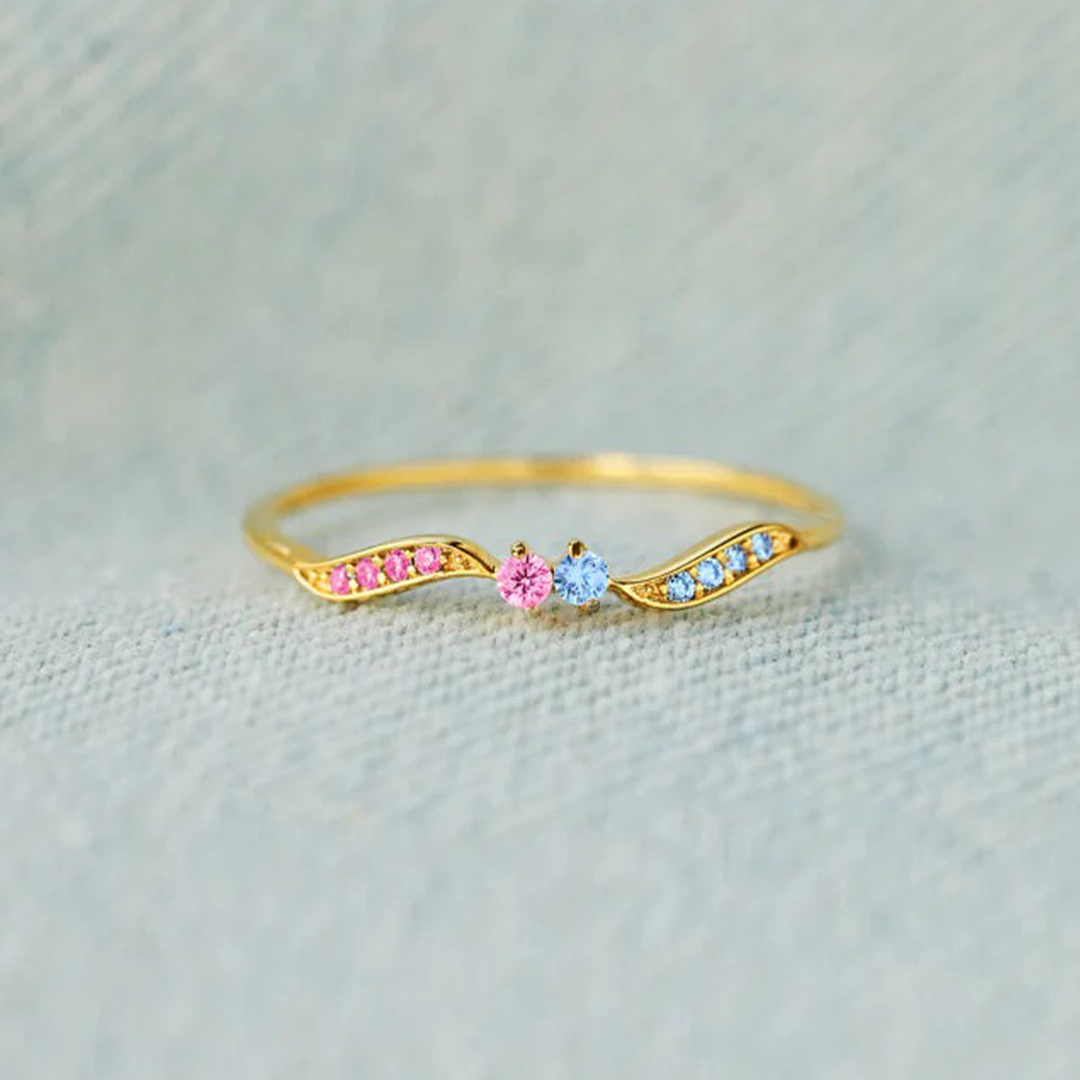 Pregnancy & Infant Loss Awareness Double Stone Wavy Ring