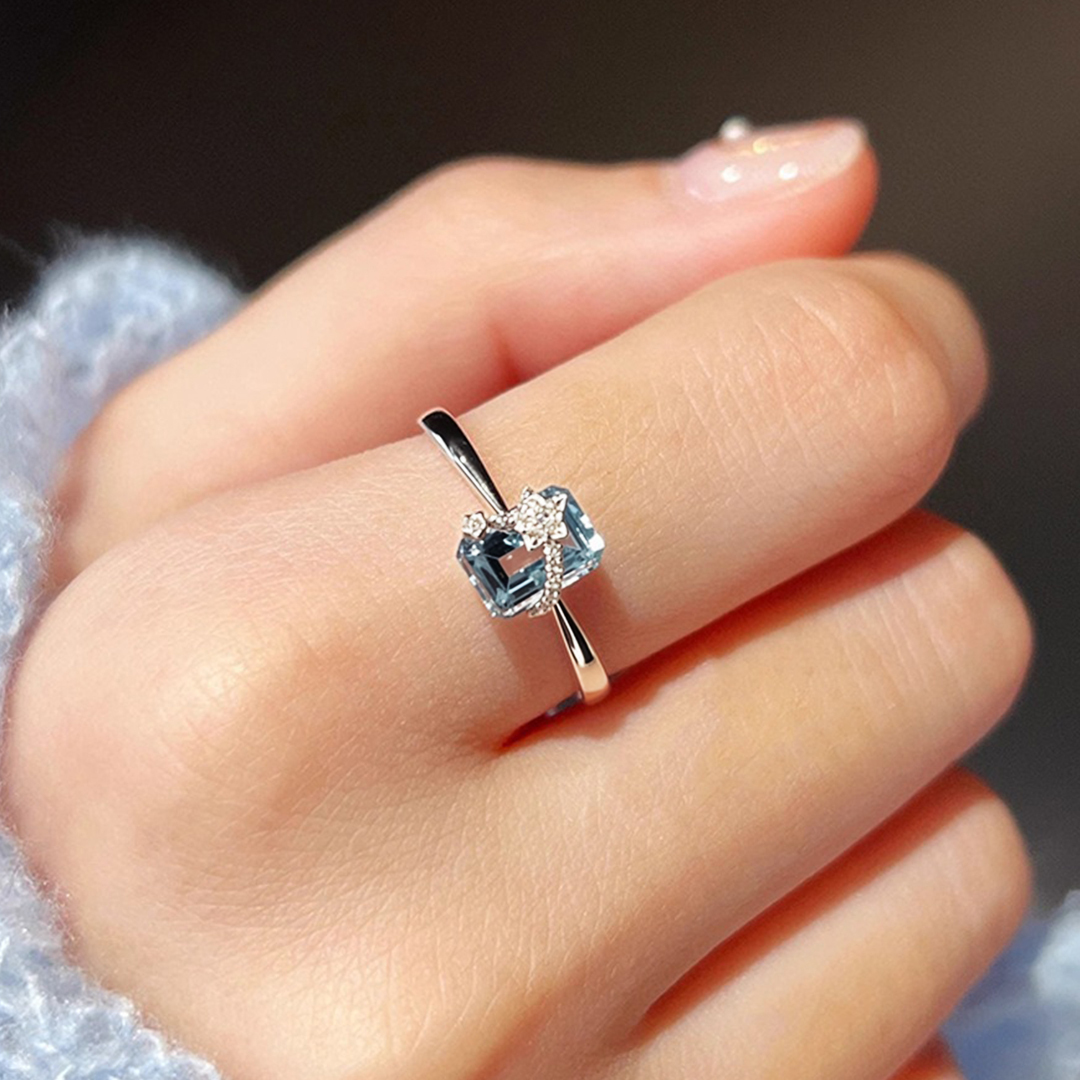 Autism Awareness-Lucky Aquamarine Ring