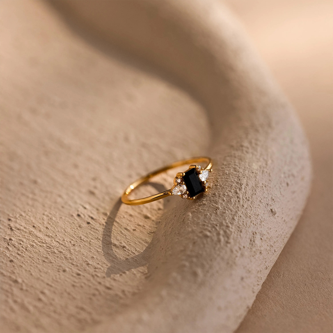 It's ok to not be ok-Black Square Diamond Ring