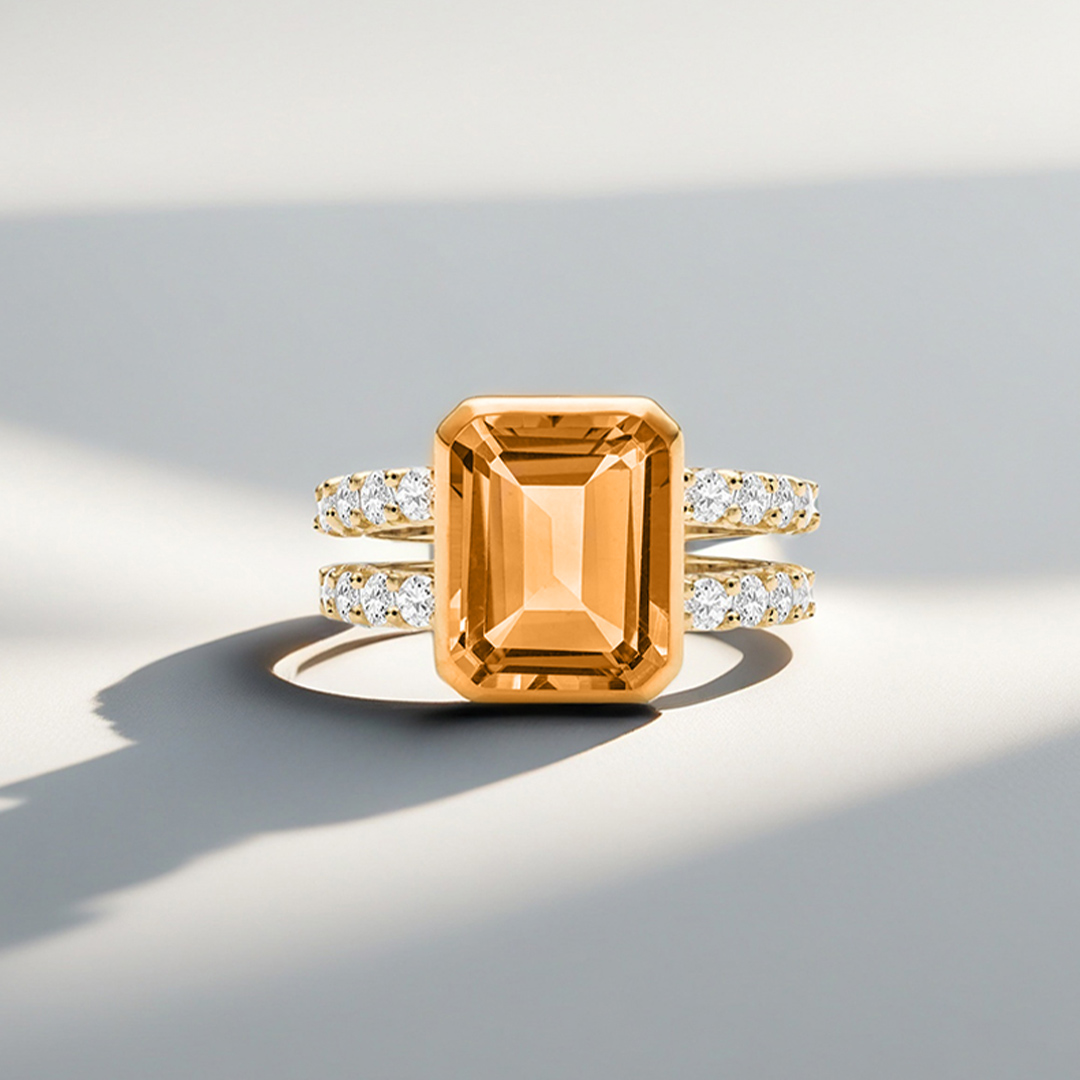 Multiple Sclerosis Awareness-Orange Quartz Ring
