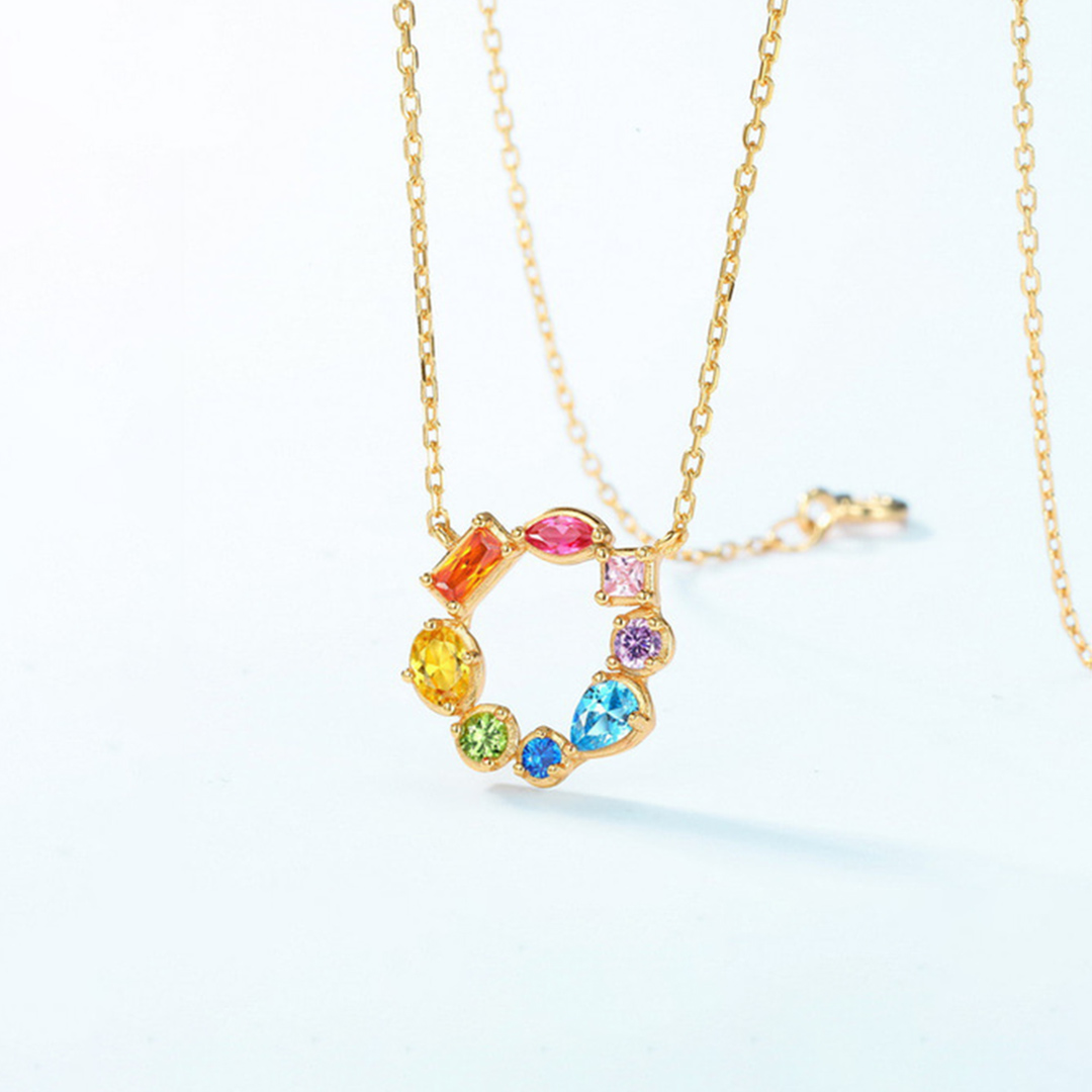 Love is Love- Irregular rainbow circle necklace