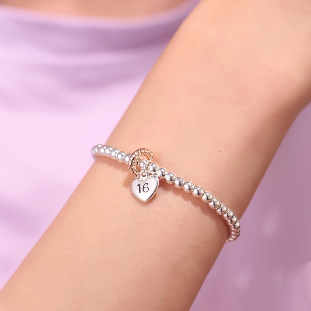 Happy Sweet 16 heart Bead Bracelet