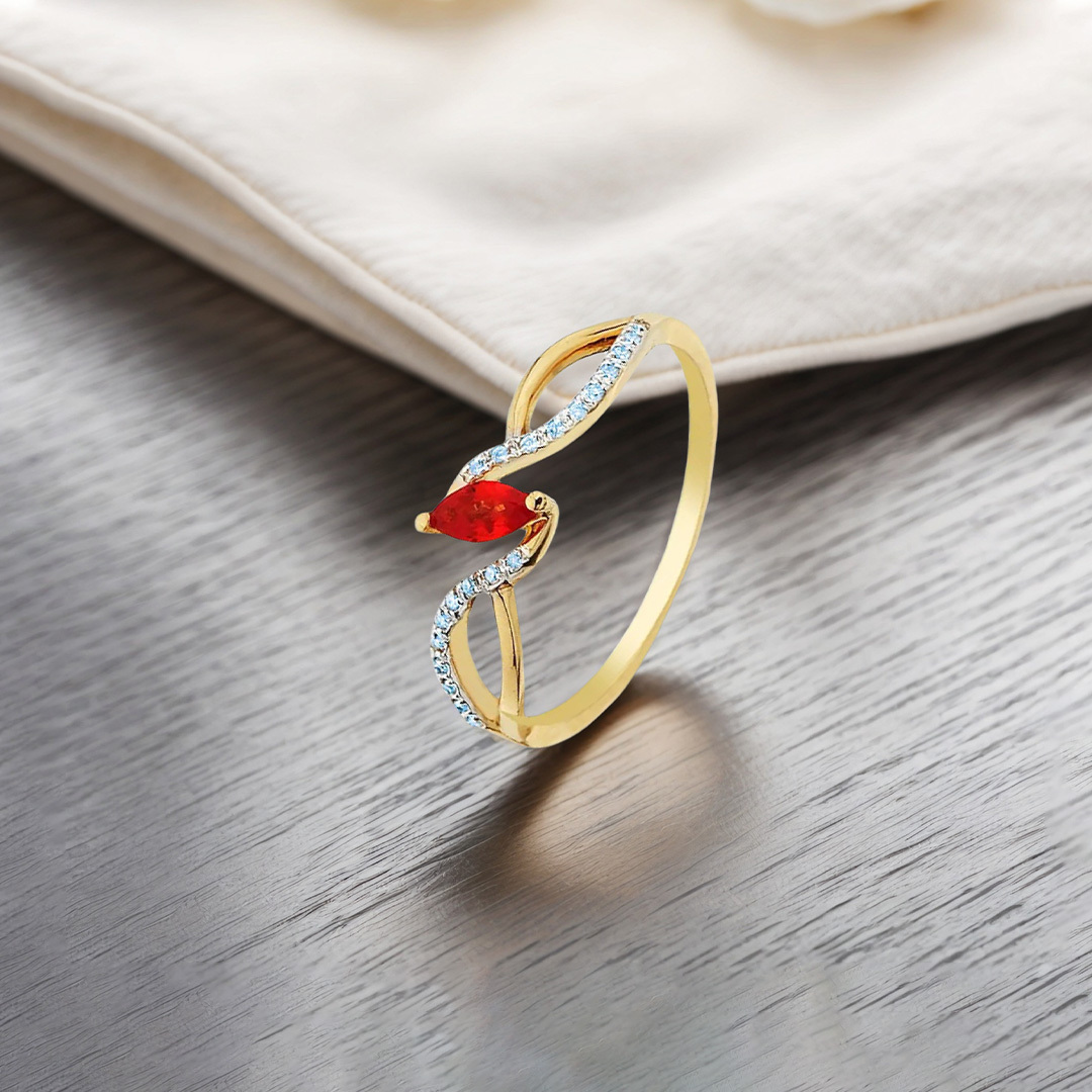 DIABETES AWARENESS-Infinity Red and Blue Diamond Ring