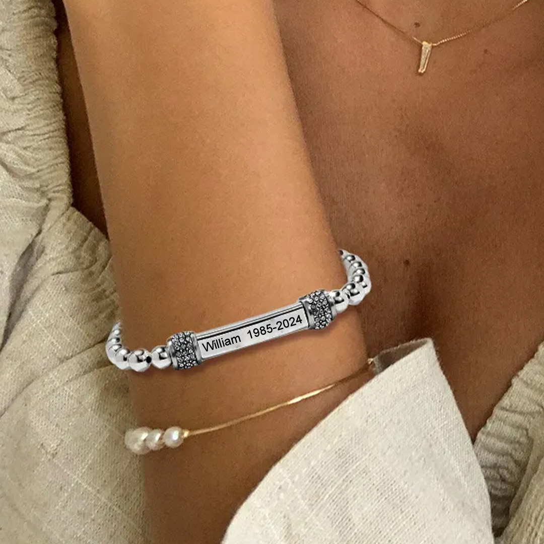 For Memorial -I am a mother to a son with wings Custom Name Bead Bracelet