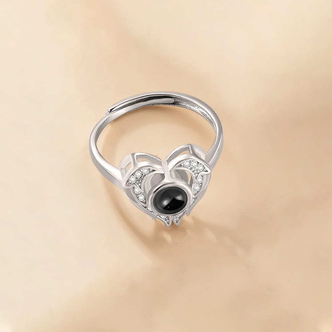 For Memorial-Heart Shaped Angel Wings Customized Photo Ring