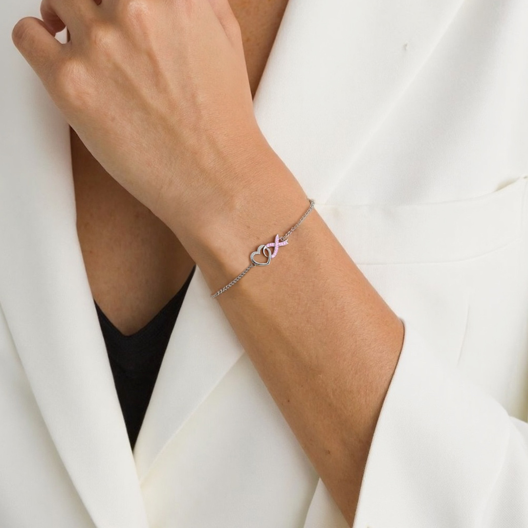 Breast Cancer Awareness Love Pink Ribbon Bracelet