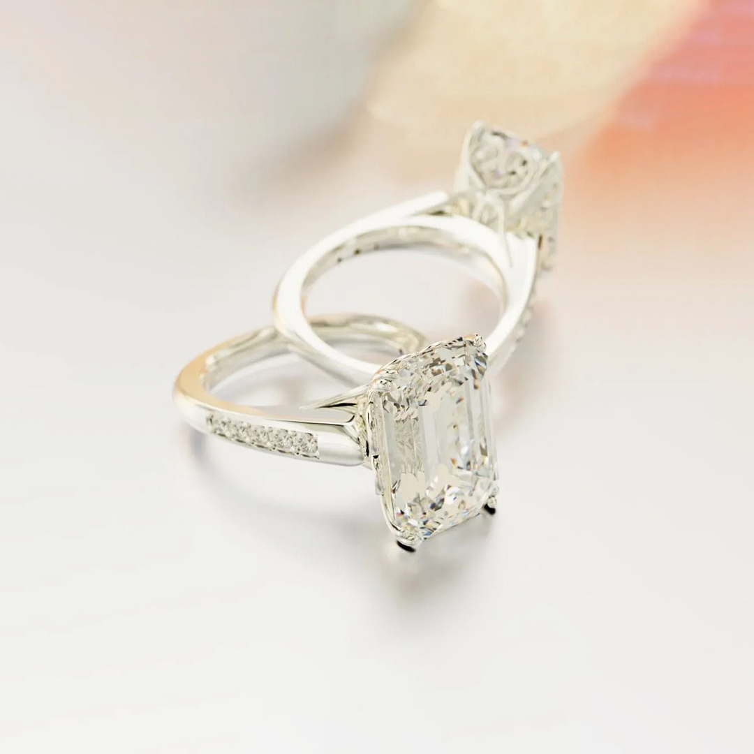 A self-Reminder You are still enough-Emerald-Cut Sculpted Ring 