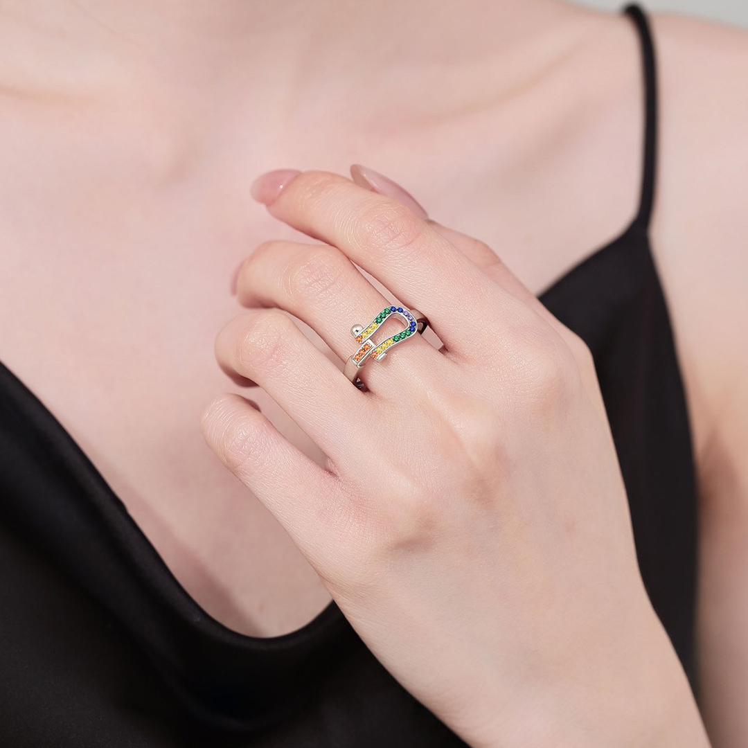 Autism Awareness-Horseshoe buckle adjustable ring